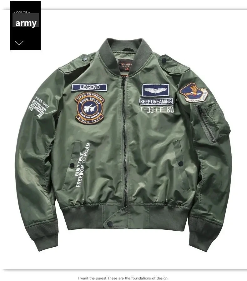 K-Pop Wysokiej jakości haftowany płaszcz Jesienna męska kurtka codzienna Air Force one Army Aviation Jumper Aviator Odzież robocza Baseball Jersey