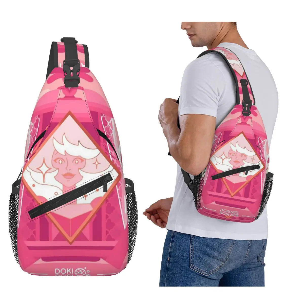 

Steven Universe Pattern Chest Bag Men Sling Crossbody Backpack Chest Bag Traveling Hiking Daypack Shoulder Bag