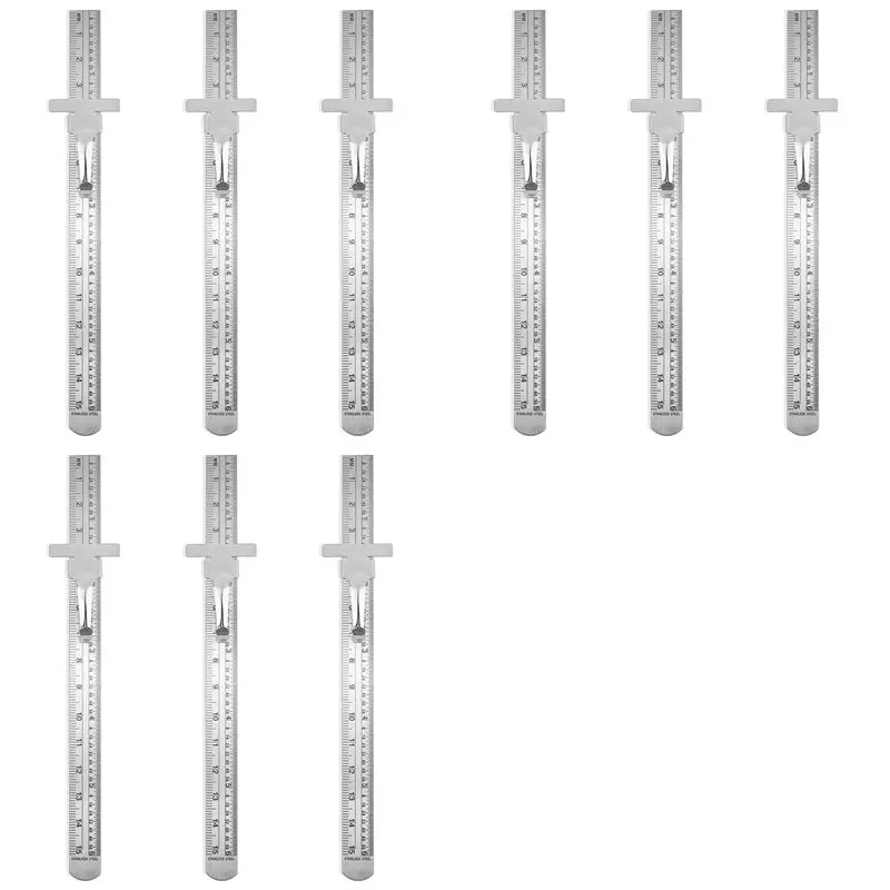 ABRI-9-Pack Stainless Steel Ruler 15Cm Metal Metric Ruler Set, Machinist's Precision Millimeter Ruler, Measuring Tools