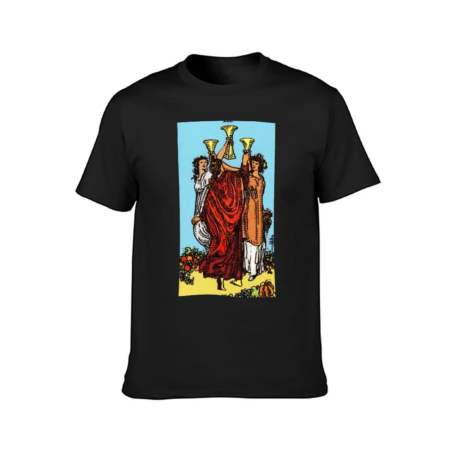 Three of Cups Tarot Card Rider Waite Classic T-Shirt quick drying customizeds customs quick-drying fitted t shirts for men