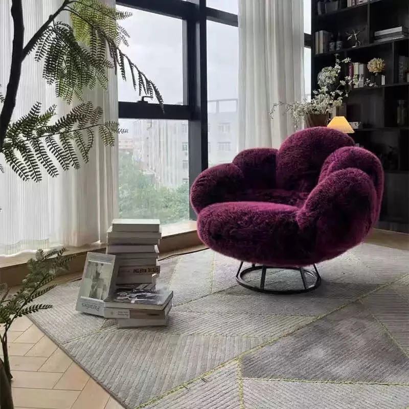 كرسي بذراعين فردي لطيف على شكل مخلب الدب، كرسي ترفيهي جديد من القماش القطيفة، أثاث غرفة المعيشة في في فيلا الفندق #3