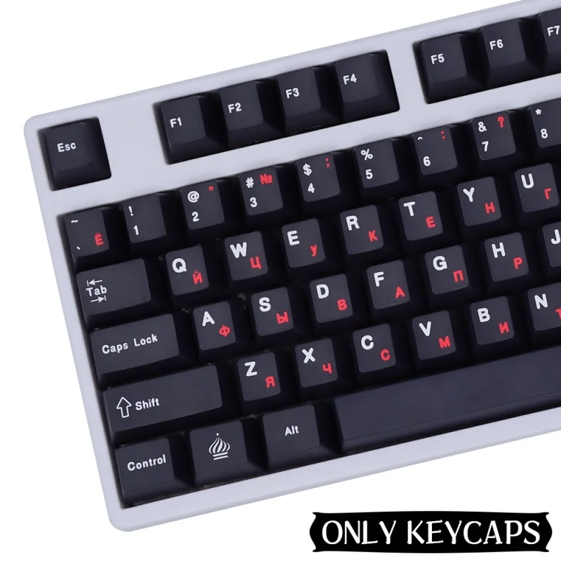 2024 New Black Red Russian Language Theme Key Cap 137 Key Original Factory Height Personalized Pbt Mechanics Keyboard Keycaps