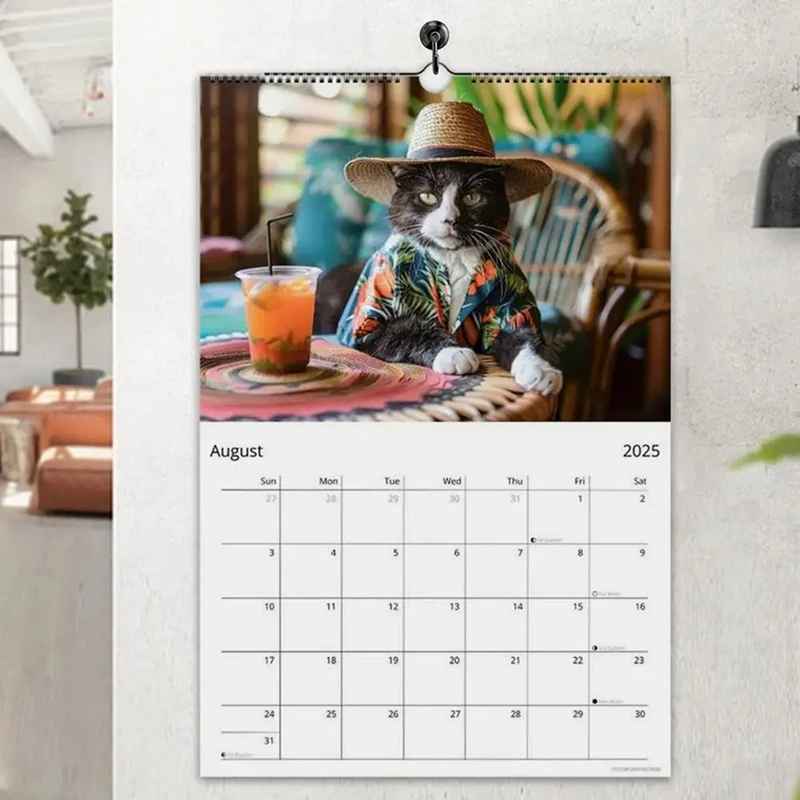 Cat Calendar Funny Cats Hangable Monthly Calendar 2025 Cat Wall Calendar 12 Months Family Planner Calendar For Catlover