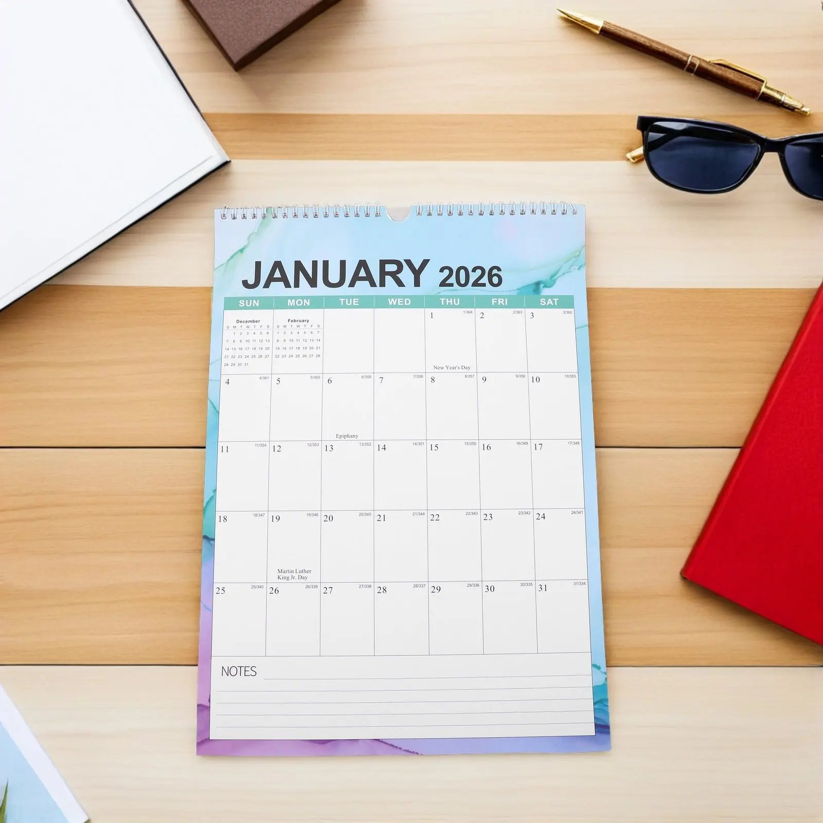 

2026 Spiral Bound Wall Calendar July 2025 to December 2026 Academic Year Minimalist Design Holiday Countdown Daily Planner