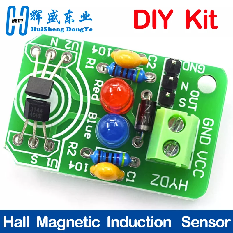 Sensor de inducción magnética Hall, módulo de detección norte y sur, kit de aprendizaje DIY