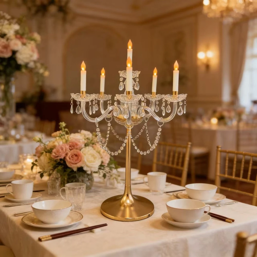 Acrylic Candelabra Luxury Candle Holders Wedding Candlesticks Table Centerpieces Big Candelabrum Event Party Decoration