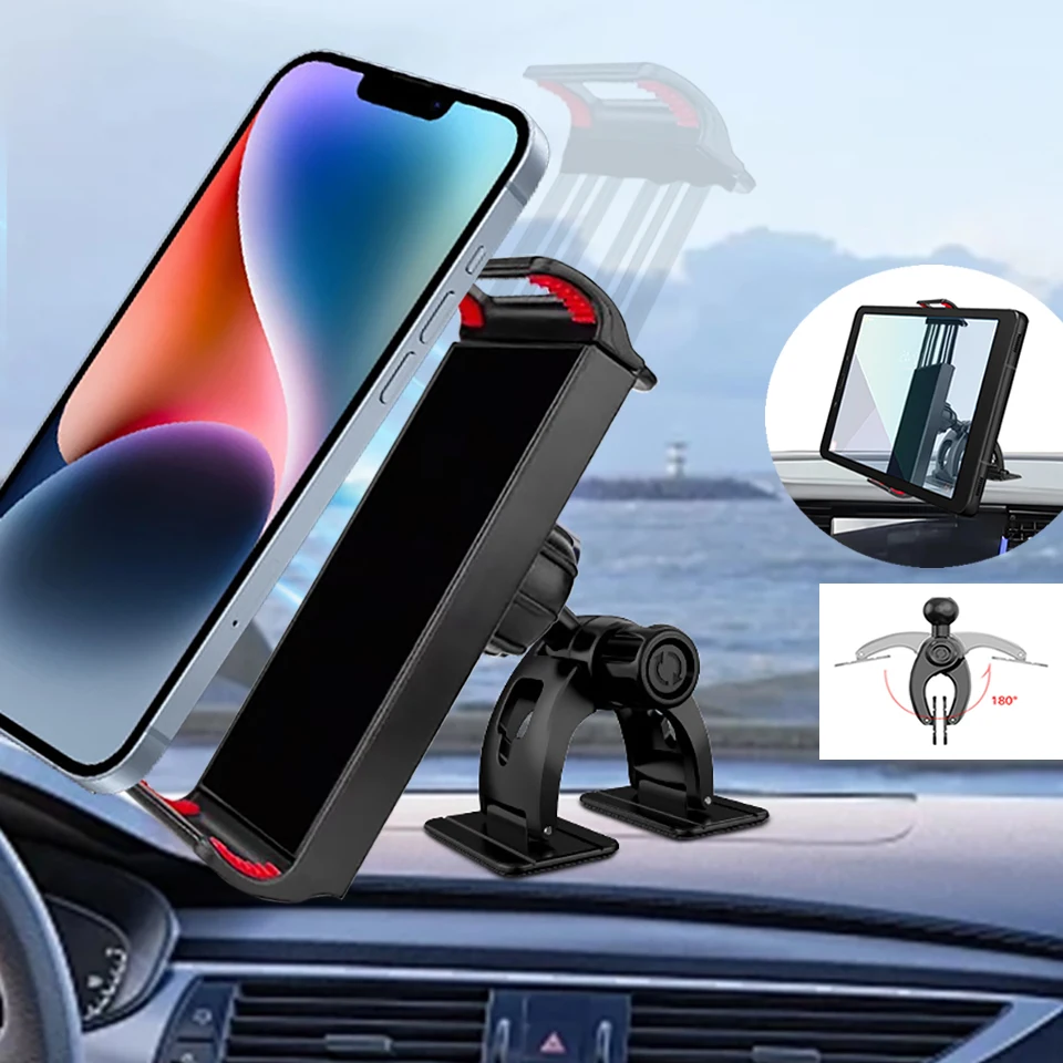 

OUTMIX Универсальная автомобильная подставка для планшета, держатель для телефона на приборной панели, липкий клей 360° ° Крепление для приборной панели iPad iPhone Samsung с изогнутыми поверхностями