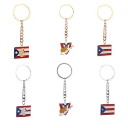 Stainless Steel Puerto Rico Frog Map Colored Flag Keychain PR Puerto Ricans Jewelry