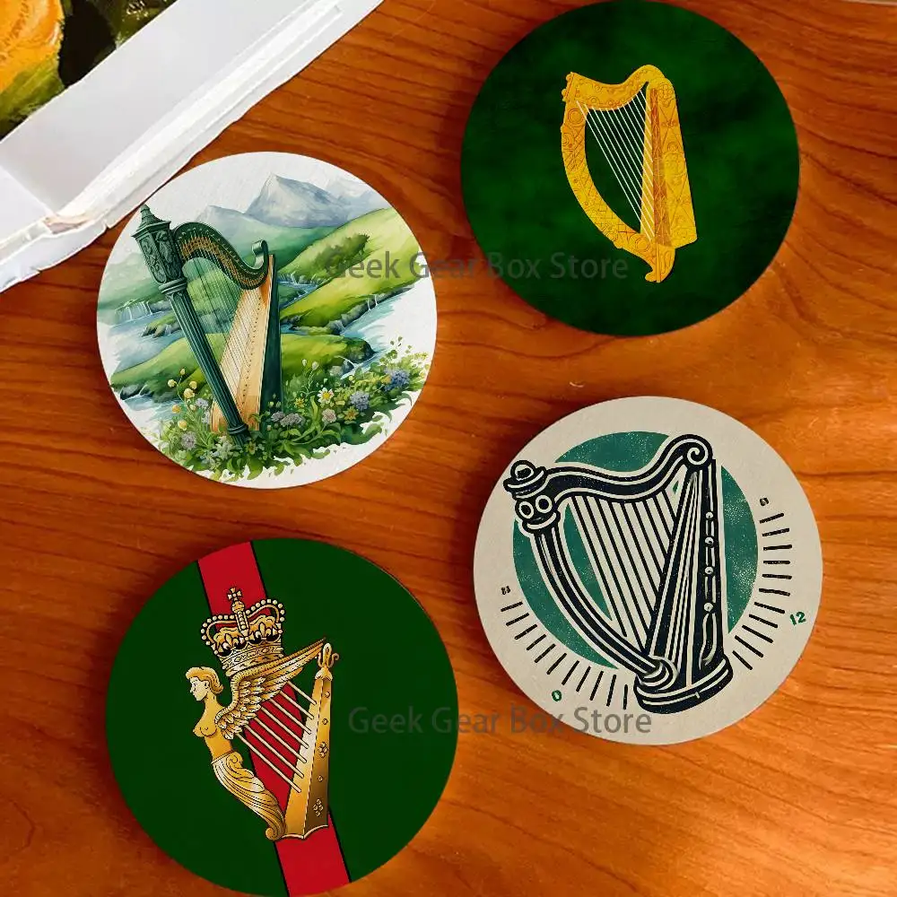 

Ireland Flag Irish Harp Erin Go Coaster Wooden Drink Tray Suitable for Restaurants and Coffee Shops Easy To Wash and Clean