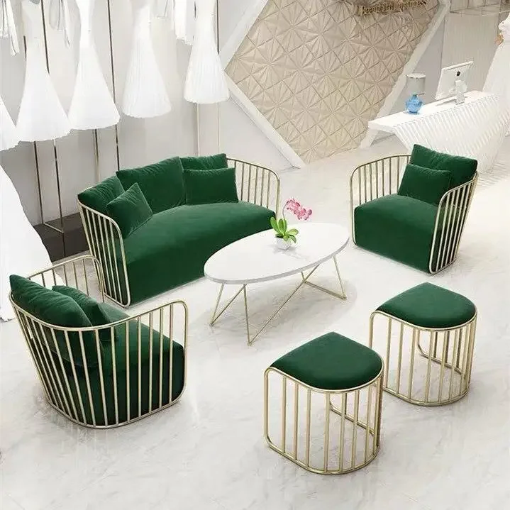 

For Nordic Gold Beauty Salon Clothing Store Simple Double Iron Art Function Sofa