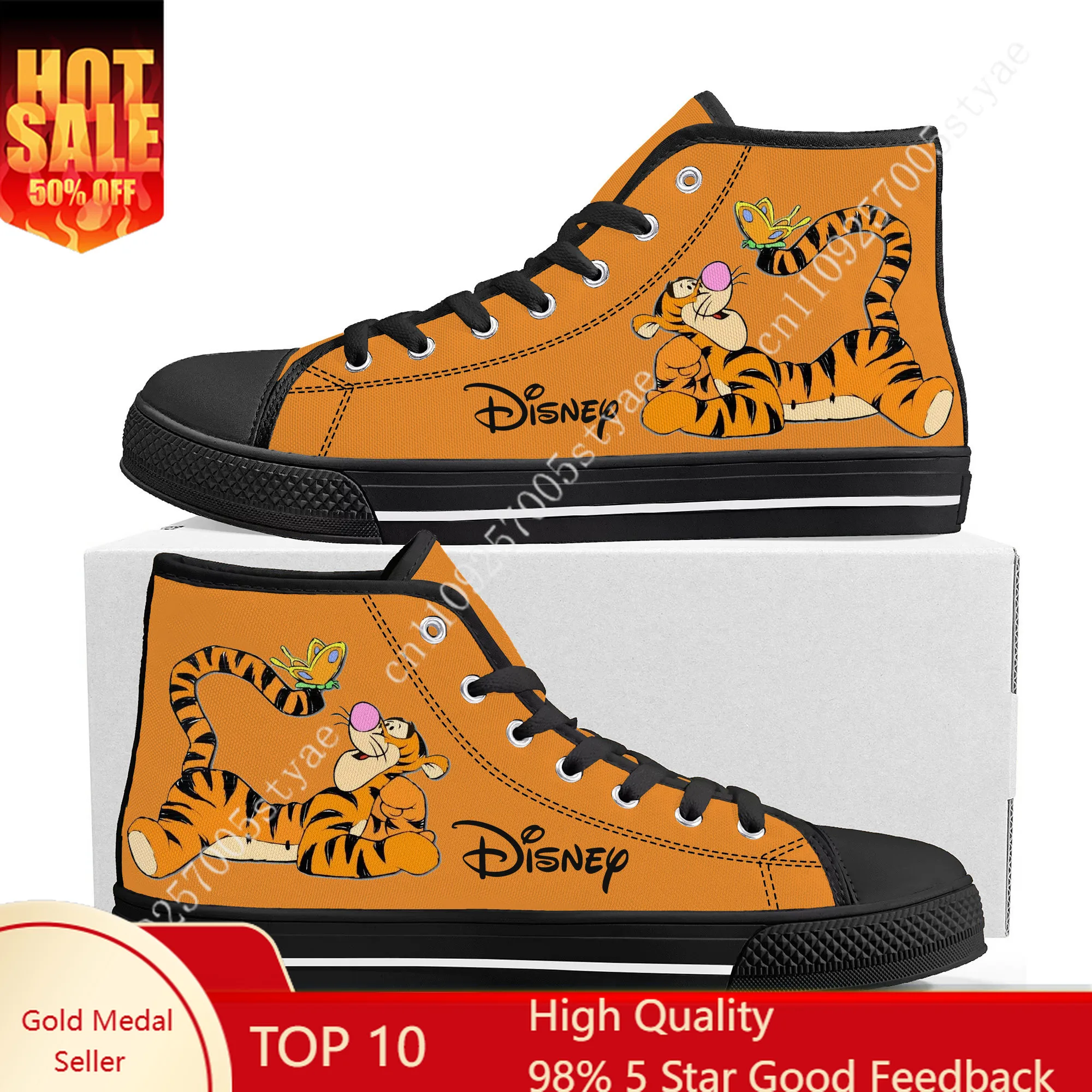 

Disney Tigger High Top High Quality Sneakers Mens Womens Canvas Sneaker Ghana Hiking Fashion Casual Shoes Custom Shoes