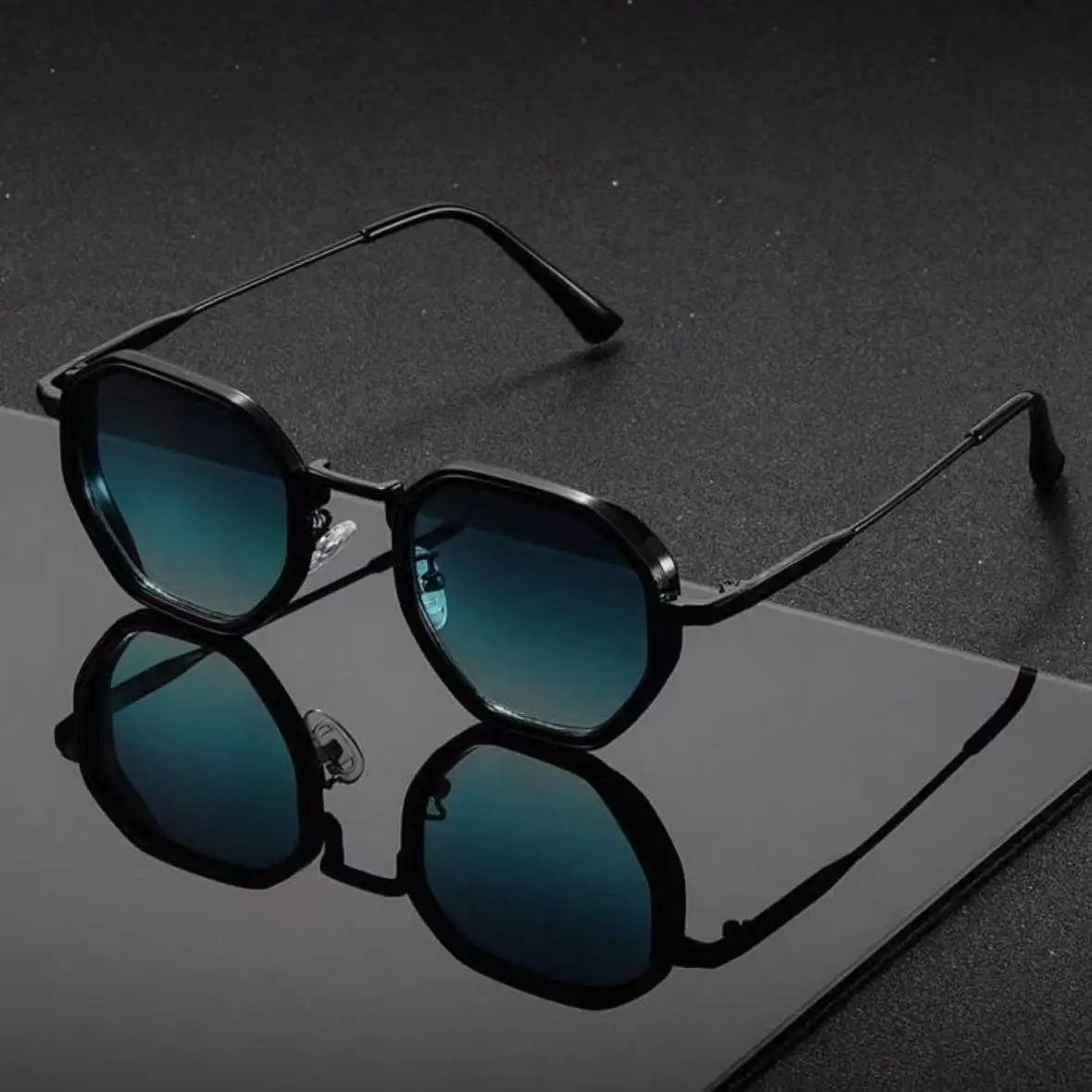 New Fashion Unisex Metal Geometric Sunglasses, Retro Personalized Trendy Street Style UV Protection Sunglasses 222