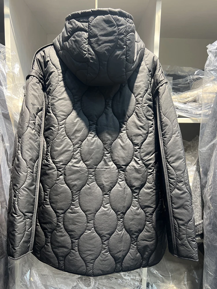Autumn Winter Quilted Water Repellent Longline Jacket Women Cotton Padded Coat Long Warm Hooded Parka Long Sleeve Warm Outerwear