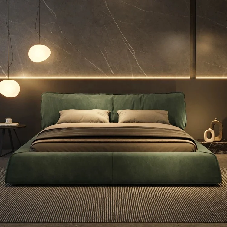 Simple suede master bedroom bed 1.8 meters oversized modular villa storage double soft bed