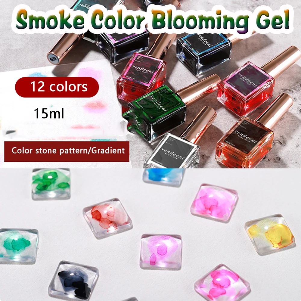 

Vendeeni 12 Colors Smoke Color Blooming Gel Nail Polish Soak Off UV Watercolor Landscape Painting Nail Art Manicure Varnish