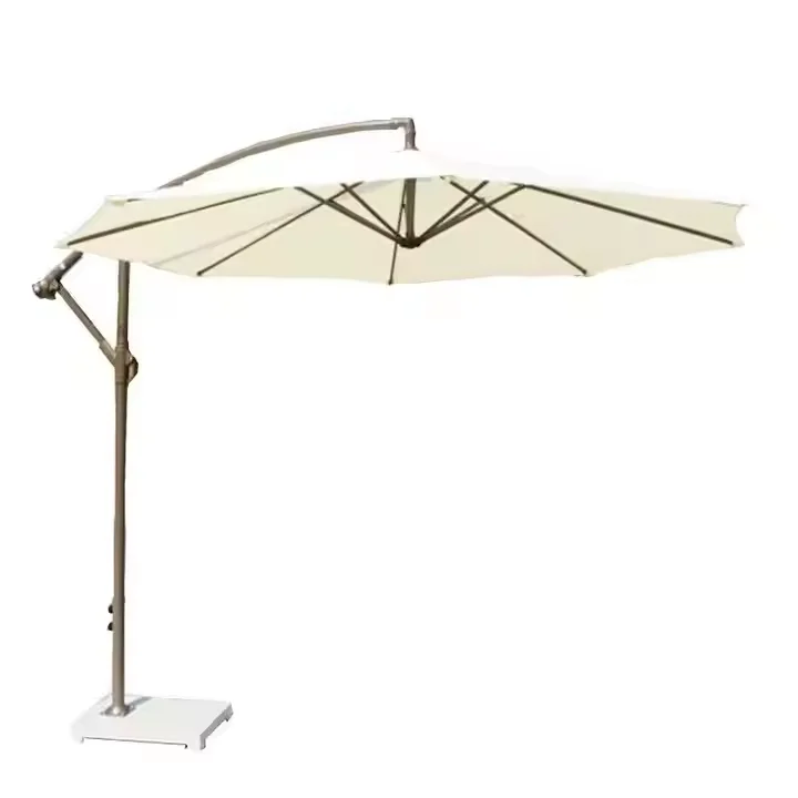 New Arrival Customized Logo Foldable Curvy Cantilever Banana Beach Umbrella With Water Base