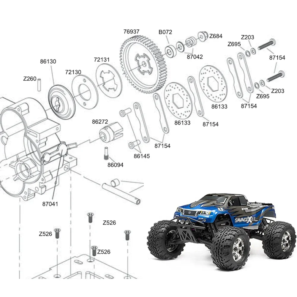 1:8 76937 45 # スチール 47T 1.0Mod ヘビーデューティスーパーギア RC