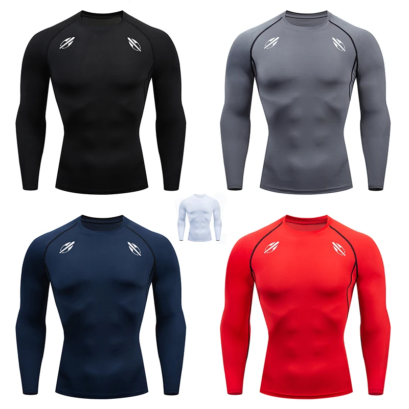 

Однотонные компрессионные рубашки мужские с длинным рукавом спортивные влагоотводящие базовые майки футболка для спортивных тренировок