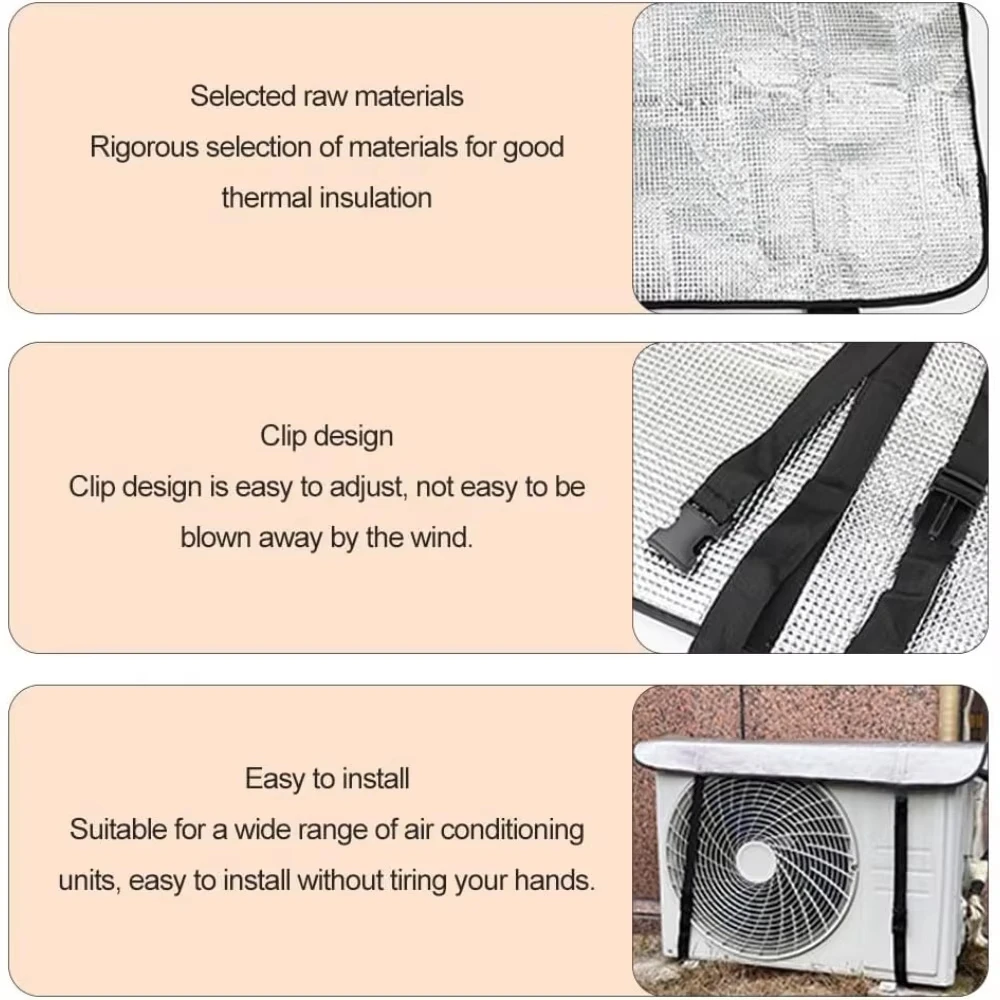 Outdoor Aluminum Foil Air Conditioner Cover Rainproof Sunproof Dustproof Clean Protective Sleeve With Elastic Band Lifting Loop view 4