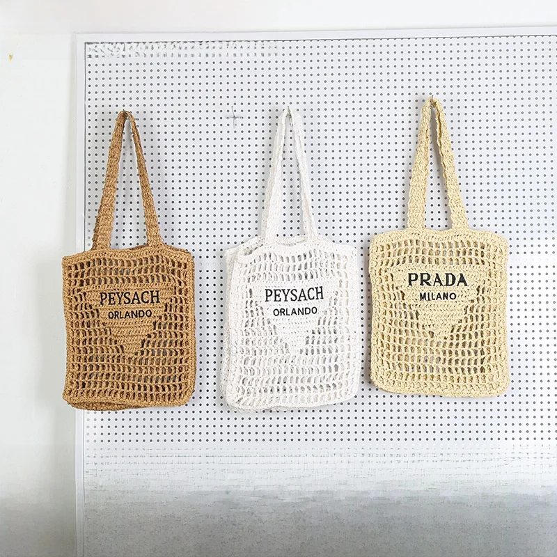 Bolso tejido de paja de gran capacidad informal de gama alta para mujer, bolso de mano para vacaciones en la playa, bolso de hombro, bolso de mano