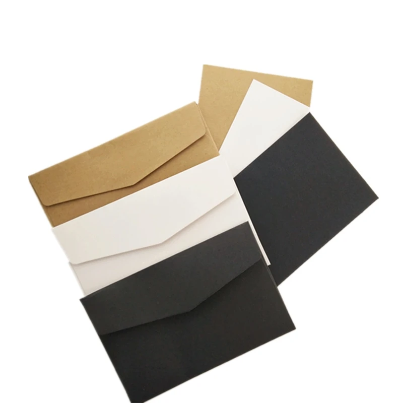 10pcs/20pcs Kraft Paper Greeting Card with Envelope Letter Paper Set Party Wedding Invitation Cards DIY White Black Postcard