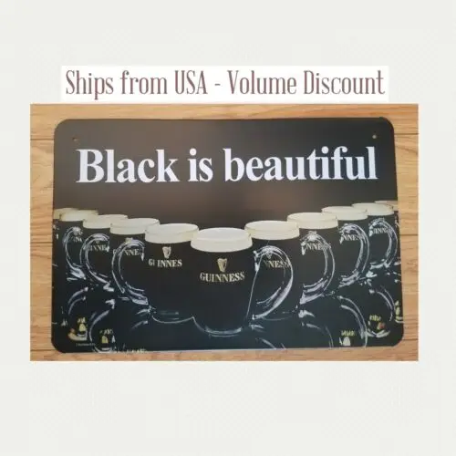Placa Guinness Preta de Alumínio - Linda Placa de Cerveja Guinness - Presentes Guinness