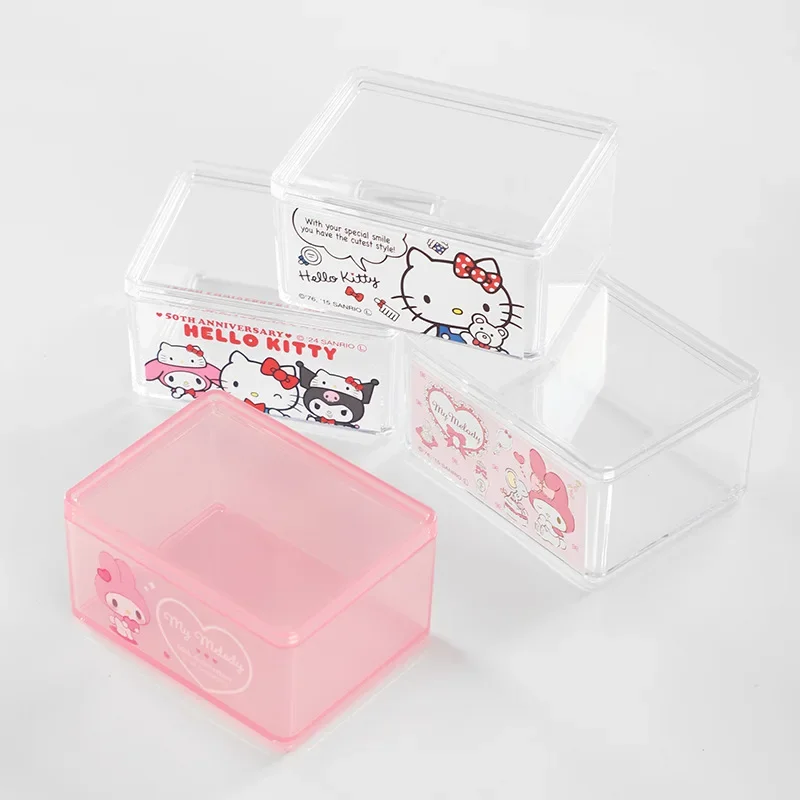 Sanrio HelloKitty Storage Box Cover Can Be Stacked for Storage, Dustproof Jewelry Box, Household Small Box, Transparent view 4