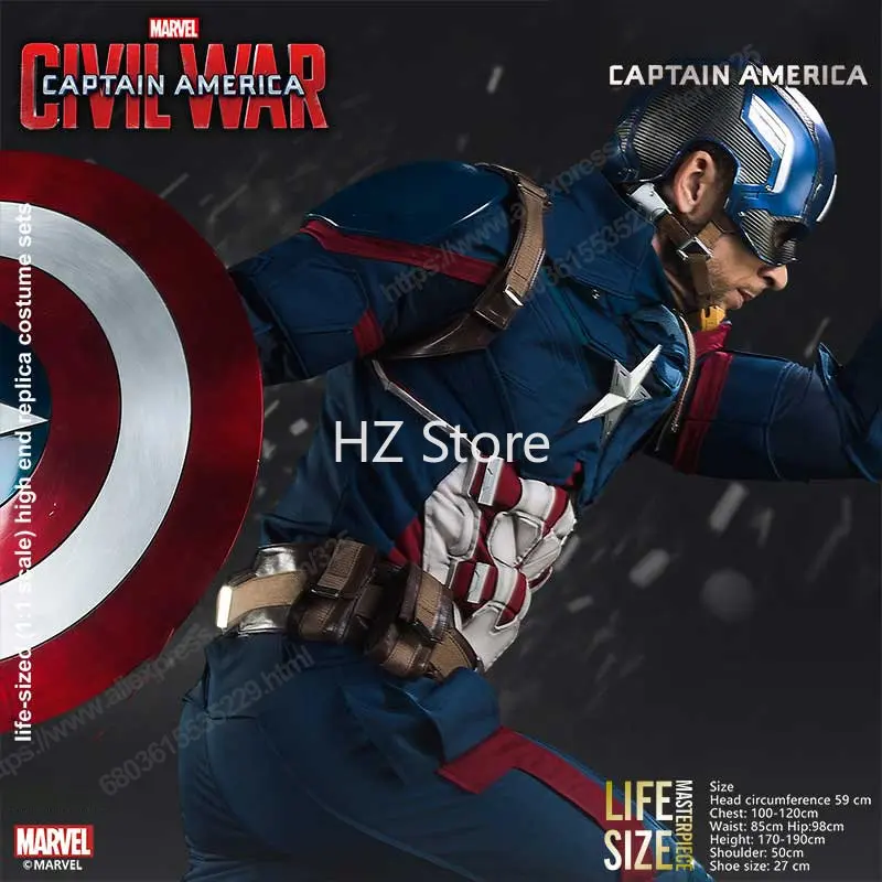 キャプテン・アメリカヘルメット、本革ストラップ、1:1着用可能