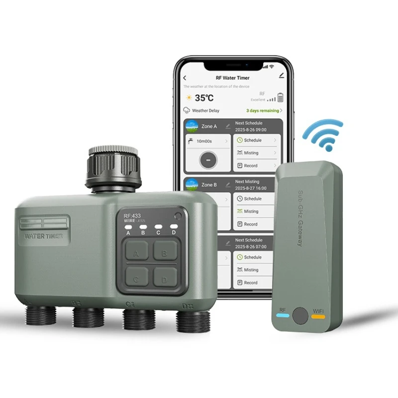 

Four water outlets Smart radio frequency WIFI Wireless watering timer Garden watering