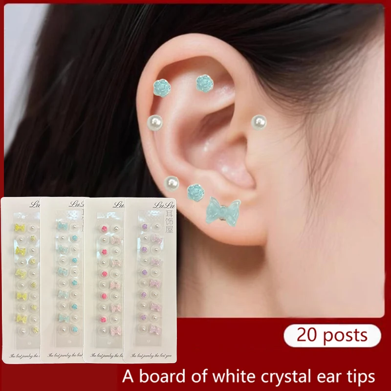 Fashion Exquisite Bowknot Colorful Flower Pearl Ear Point Stickers Ear Pressure Stick Acupuncture Auricular Ear Stickers Massage