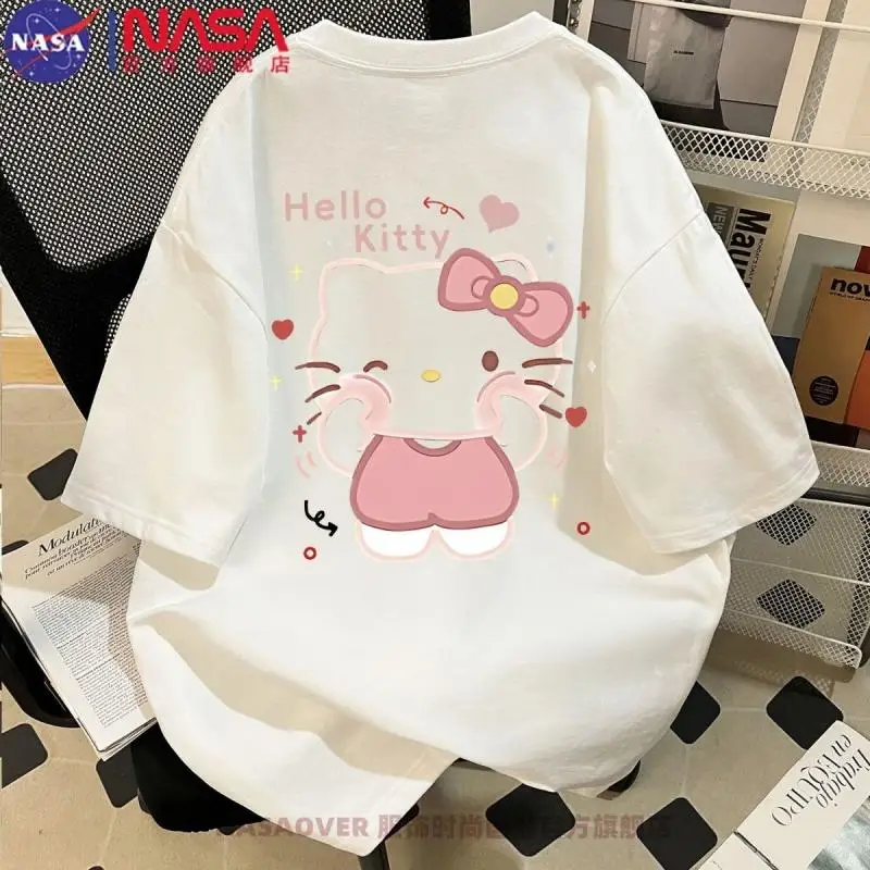 

Sanrio Sanrio Fashion Printed Pure Cotton Short Sleeve T-Shirt for Men and Women Summer Loose Chic Hong Kong Style Couple Outfit