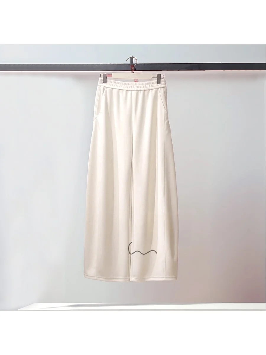 

Повседневные прямые брюки для женщин, модные свободные брюки с эластичной талией, широкие штанины, осенне-зимняя новинка