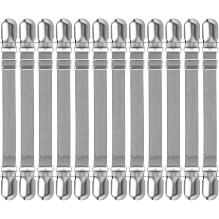 

Boao 12 Pcs Bed Sheet Clips Straps Sheet Corner Straps Holder Adjustable Mattress Clips, Elastic Bed Grippers Suspender Fastene