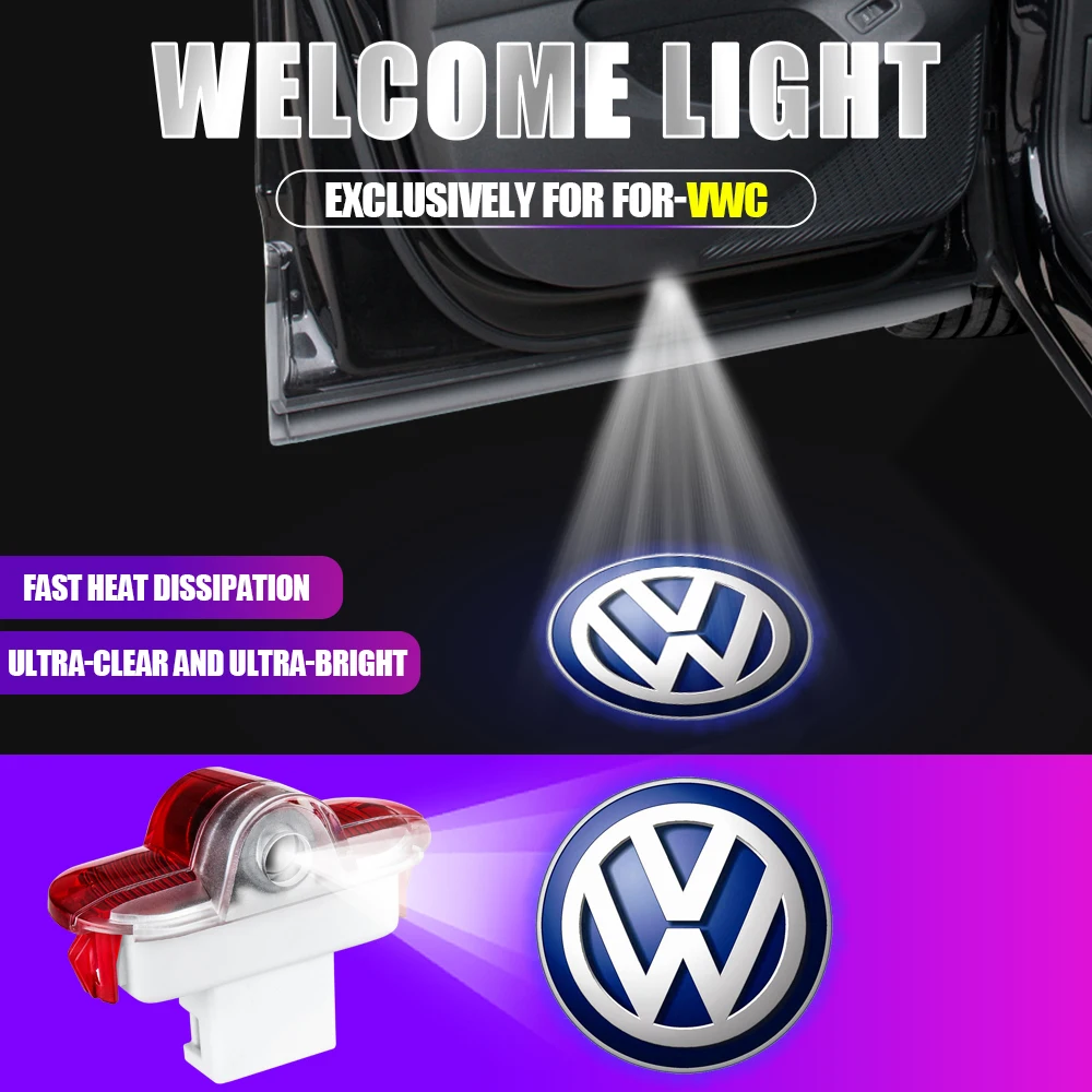 Car HD Projector Door Welcome Light Decoration Accessories For Volkswagen VW Lavida Touran Caddy 2005 Beetle Golf  2002 Bora