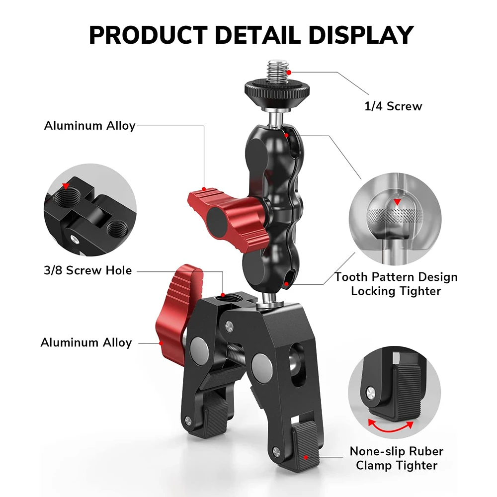 Camera Klem Mount Met 360 ° Balhoofd Arm Voor Slr Veld Monitor Led
