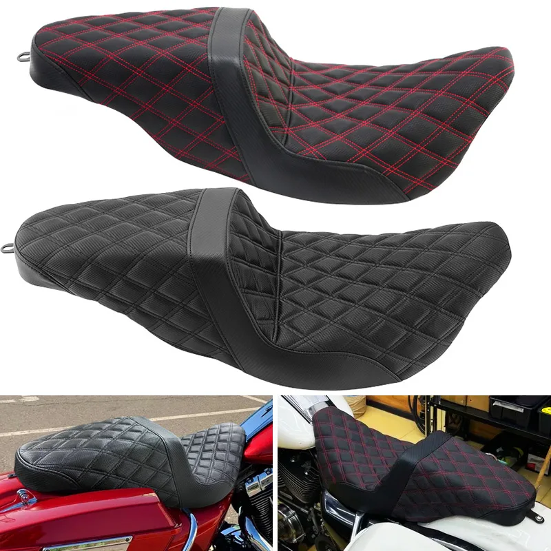 Asiento de dos plazas para conductor y pasajero, asiento doble para motocicleta Harley Touring Electra Street Glide Road King FLTRX 2009-2023