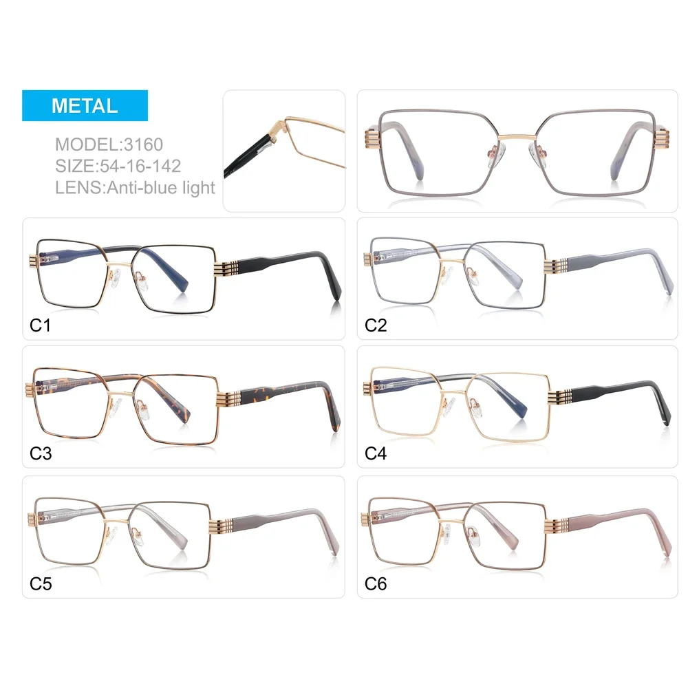 

Оправа для очков KIZN TR90 квадратная, для коррекции близорукости, модная, с защитой от синего света, металлическая, на заказ, для женщин, деловая, от -0.50 до -6.0