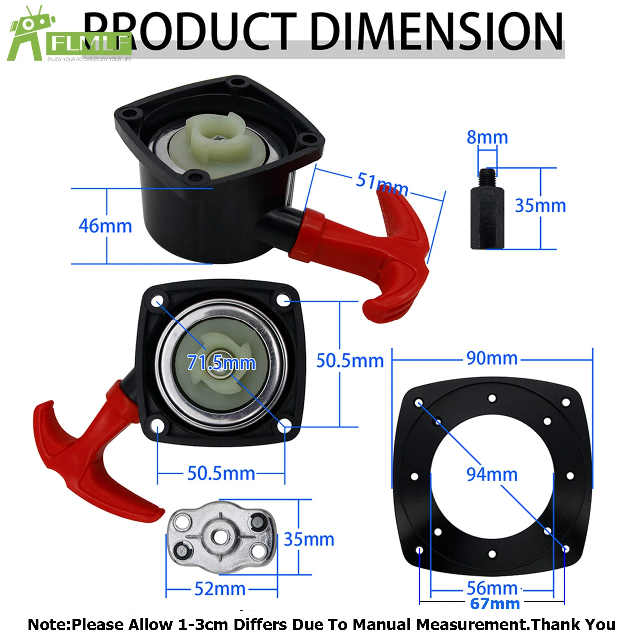 Super Easy Pull Starter หรืออุปกรณ์เสริมสําหรับ 23CC ~ 36CC เครื่องยนต์สําหรับ 1/5 HPI ROFUN ROVAN KM BAJA Losi FG GoPed RedCat Rc รถอะไหล่