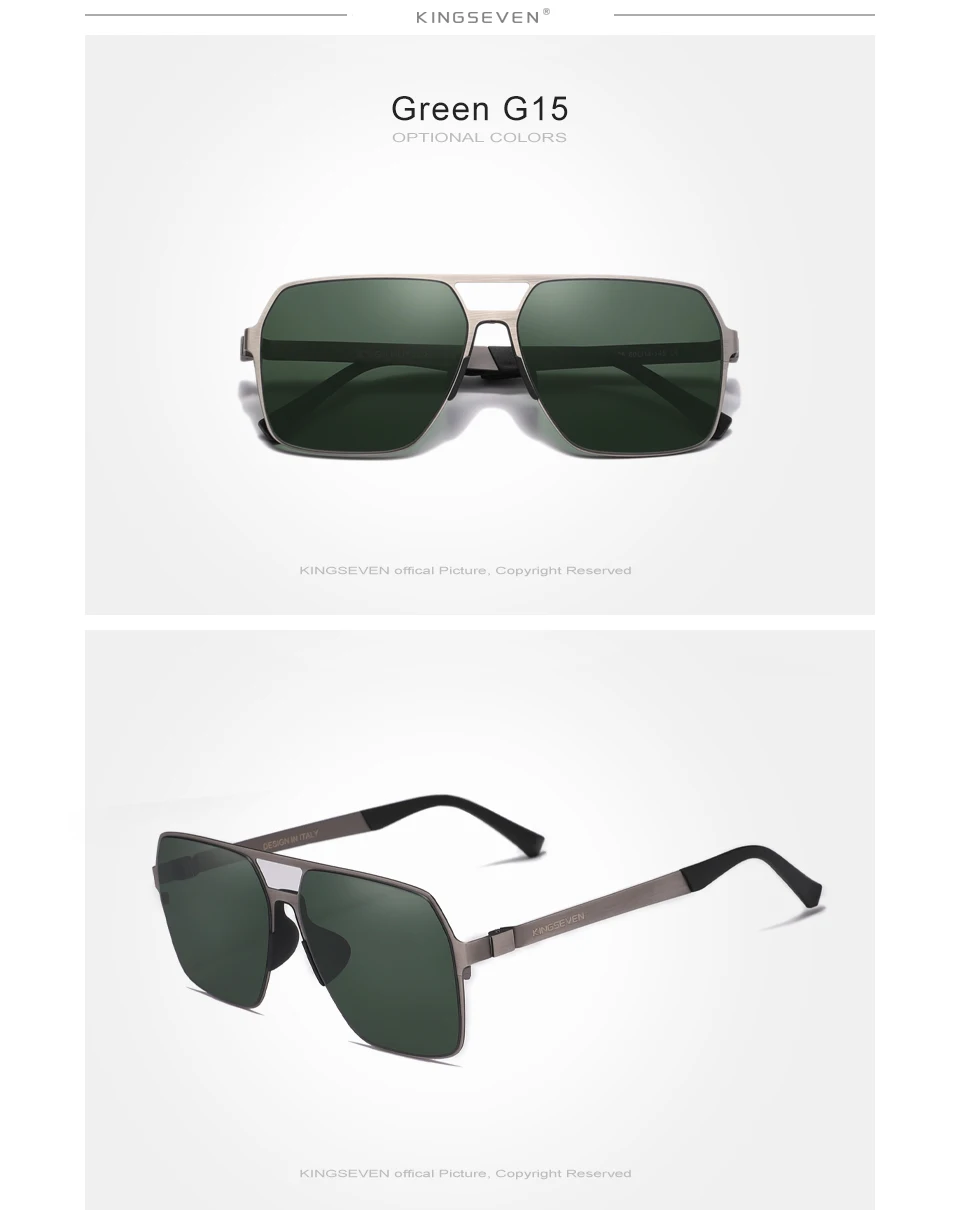 KINGSEVEN Herren Polarisierte Sonnenbrille Luxus Ultra Dünne Bügel UV400 Sonnenbrillen für Männer UV400 Brillen – Detail 5
