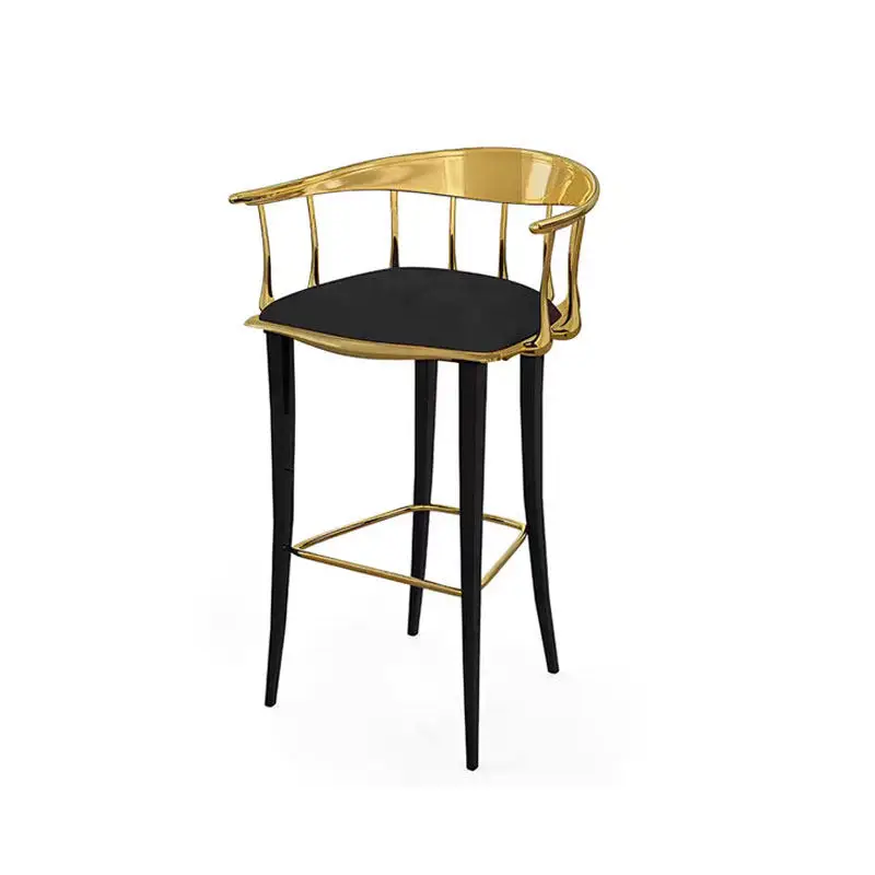 *Luxury Modern High Stool Solid Brass Wood Bar Chair - for Commercial Dining, Home Dining, and Model Room Use