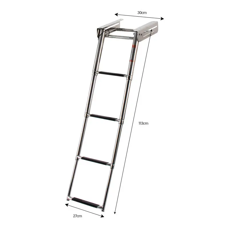 Stainless Steel 4-Step Telescoping Boat Ladder Folding Marine Boarding Ladder for Yacht Pontoon Dock