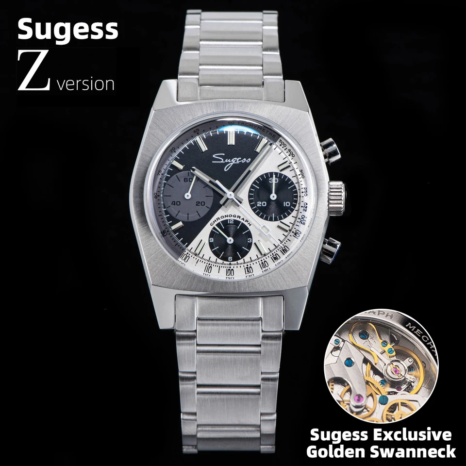 SUGESS S419 37mm メカニカルクロノグラフ 銀色腕時計