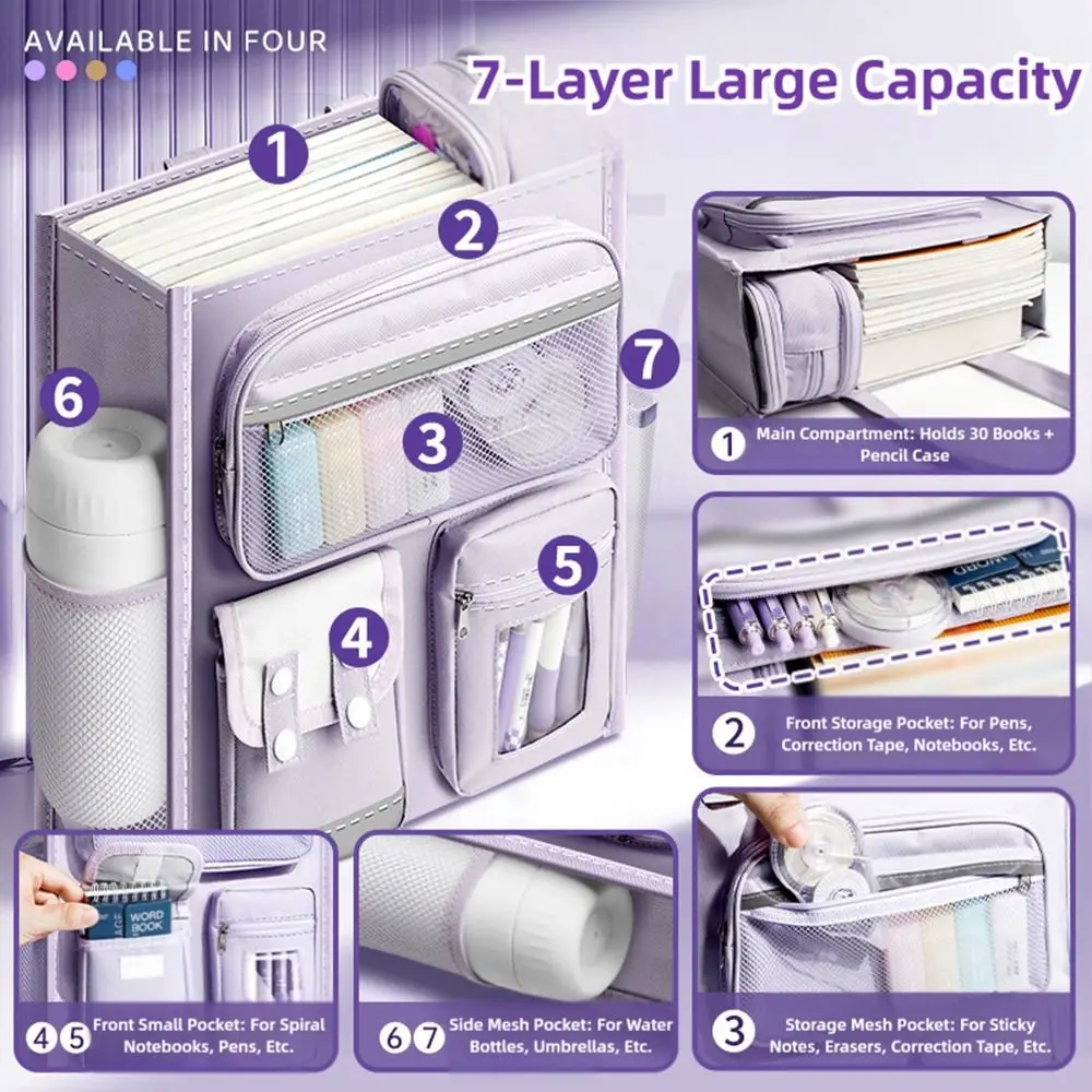 High Quality Canvas Tutorial Bag Seven Layers Large Capacity Art Handbag With Reflective Strip Handheld Books Bag Gift