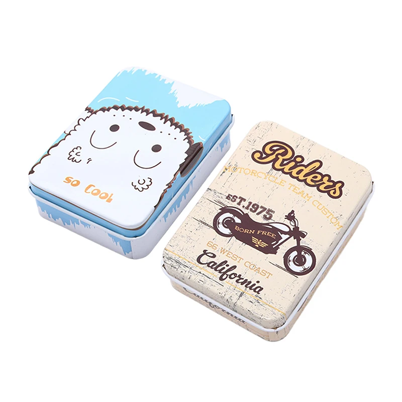 Mini Tin Box With Lid Portable Rectangular Small Storage Container Empty Candy Cases Pill Boxes Gift Packaging Organizer