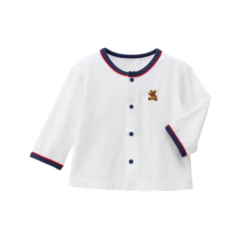 Spring Children's Cardigan Japanese Style Baby T-Shirts Cartoon Bear and Bunny Embroidery Jacket Air-conditioned Sweater