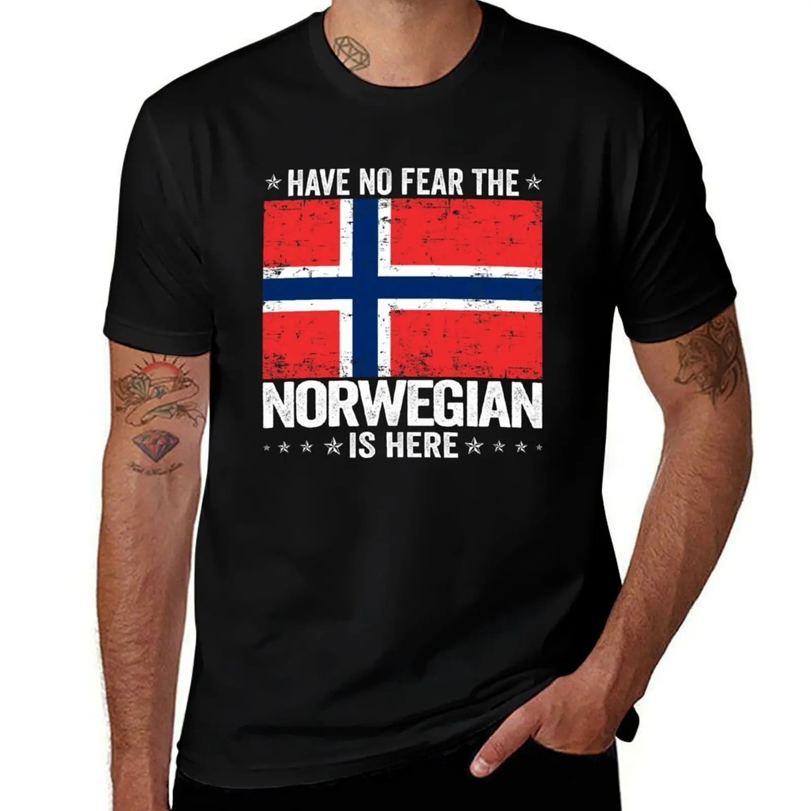 

Have No Fear The Norwegian Is Here Norway Flag Design T-Shirt t shirts for man slim fit cotton t shirt pack T-Shirt