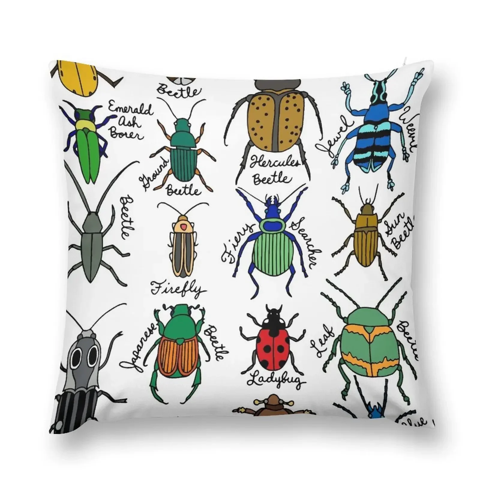 Beetles || Bugs || Insects || Pattern Throw Pillow Room decorating items Decorative Sofa Cushion pillow