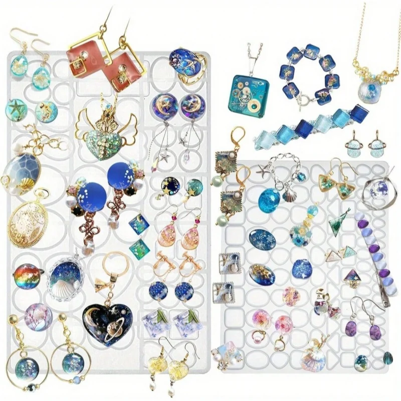 

Cabochon Gem Silicone Mold 2 Trays for Resin Casting Jewelry Making