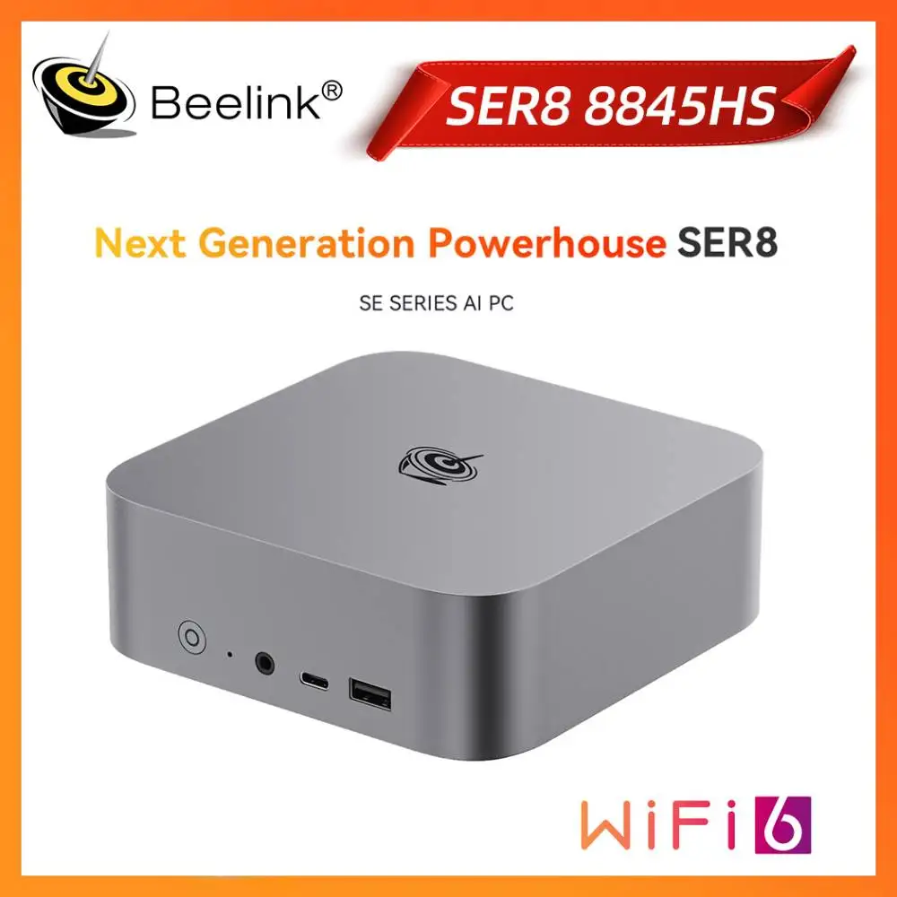 

Beelink Mini PC AMD Ryzen 7 8845HS SER8 Powerful AI PC 32GB DDR5 1TB NVME PCIe4.0 SSD 2.5Gbps Desktop Gaming Computer SER USB4