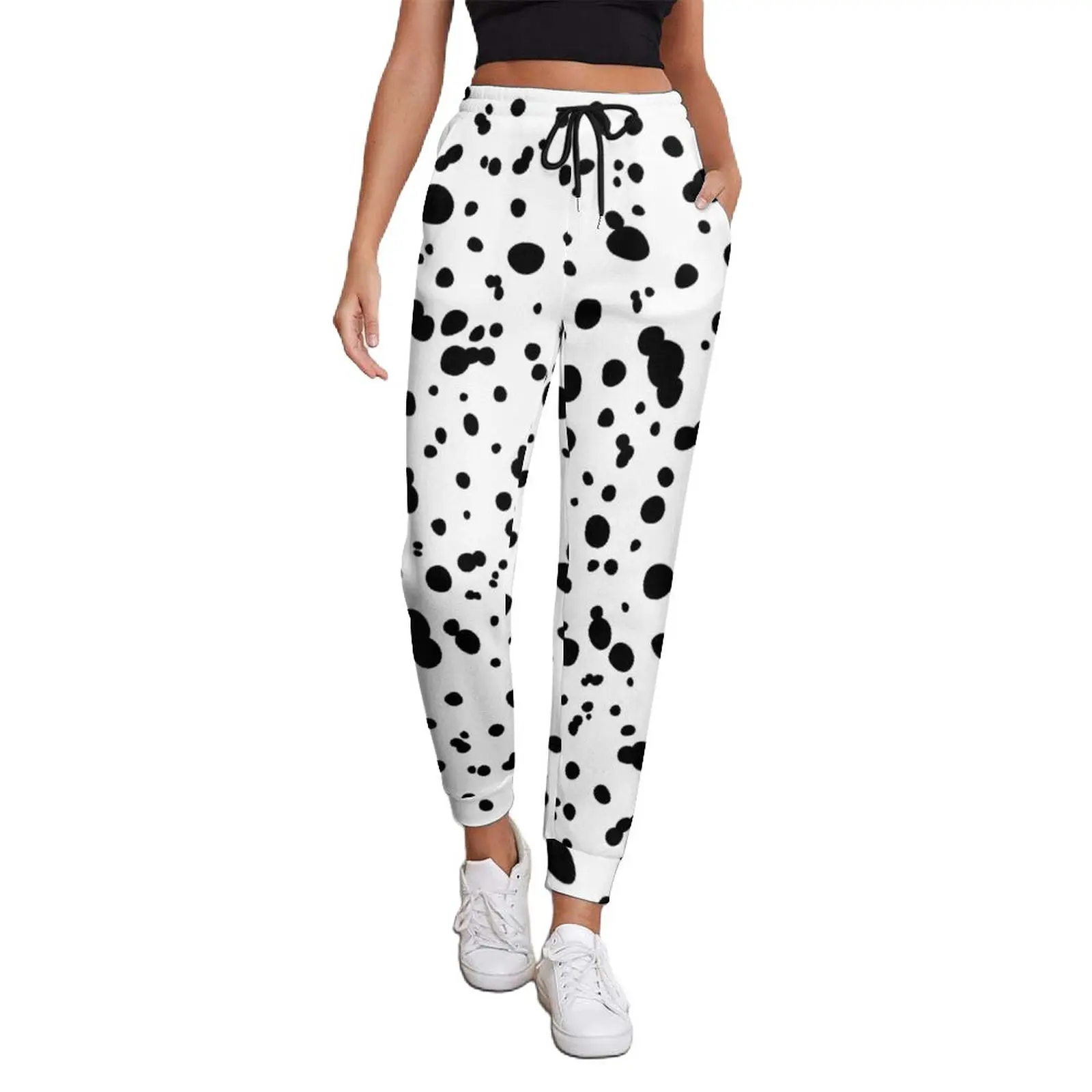 Dalmatian Spot Jogger Pants Animal Dots Print Vintage Oversized Sweatpants Spring Female Trendy Street Style Trousers